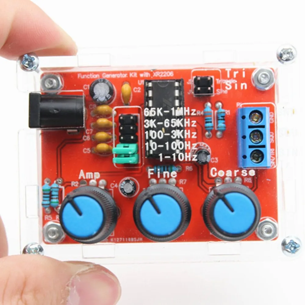 

XR2206 High Precision Function Signal Generator DIY Kit Sine Triangle Square Wave with Case for Electronics Lab