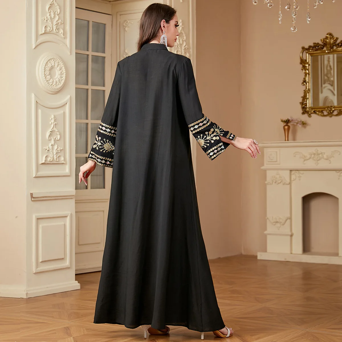 Abaya-Robe musulmane brodée pour femmes marocaines, caftan saoudien, Turquie, Eid Djellaba, Ramadan, vêtements islamiques