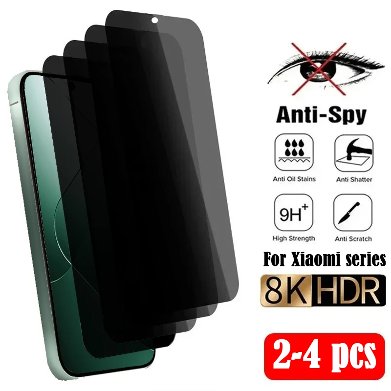 2-4pcs Anti-spy Privacy Full Cover Tempered Glass For Xiaomi 14T Pro 14 Screen Protector Poco M6 Plus M5s Protective Glass Film