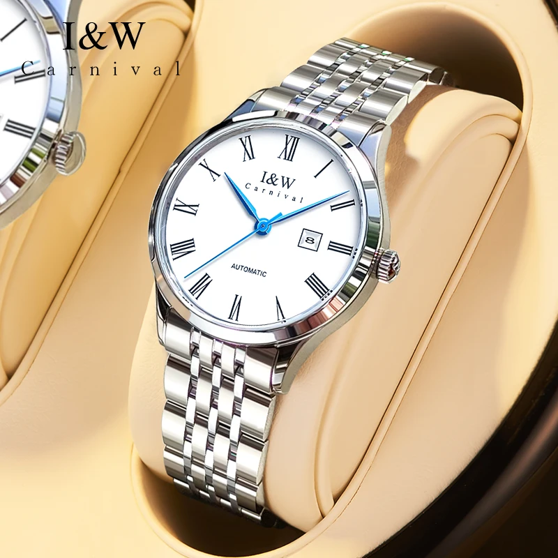 

Carnival Brand High-End IW Series Fashion Mechanical Watch Women Stainless Steel Luxury Sapphire Glass Automatic Watches Womens