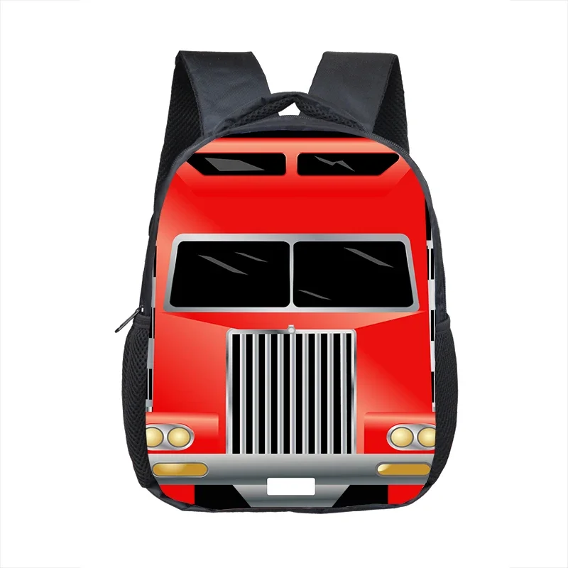 الكرتون سيارة الشرطة محرك الإطفاء حفارة طباعة على ظهره الأطفال شاحنة رياض الأطفال أكياس طفل حفاضات حقيبة كتب الحقائب المدرسية