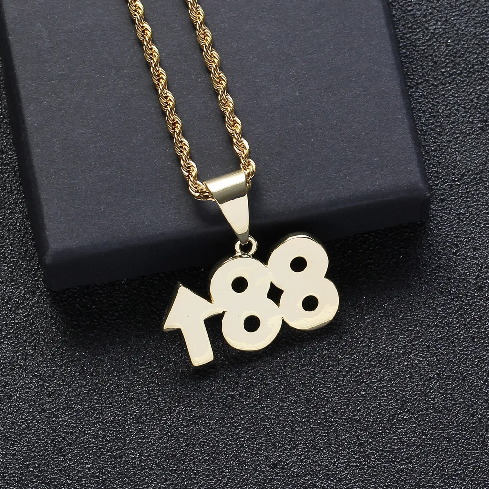 

Унисекс хип-хоп латунь циркон новый полный циркон номер 88, ожерелье со стрелкой