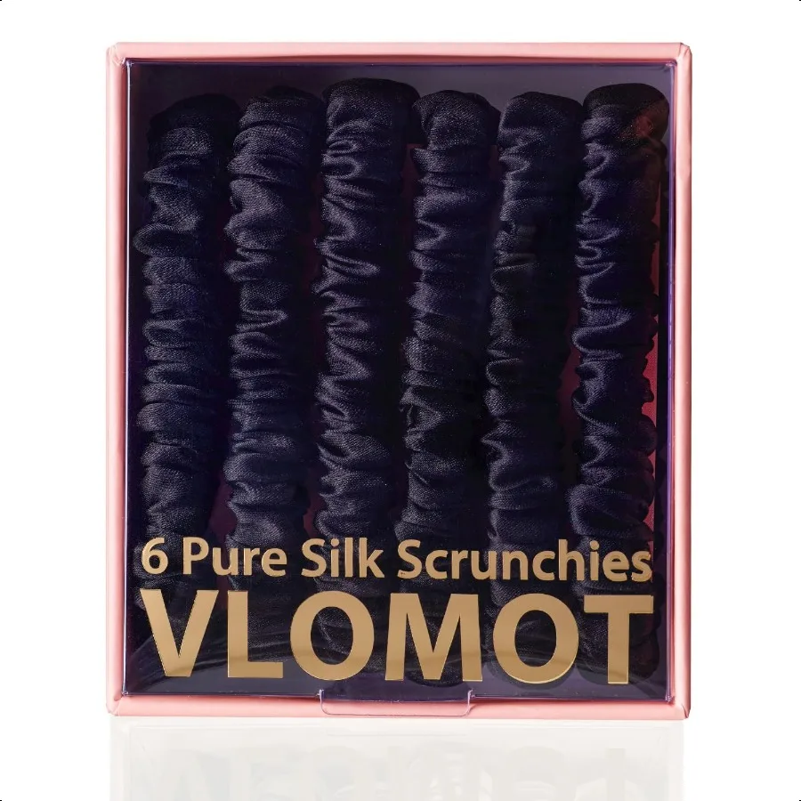 

6 Pcs Set 100 Pure Mulberry Silk Hair Scrunchies Silk Hair Ties with 6 Chic Colors Everyday Skinny Scrunchies Silk Ponytail Hol