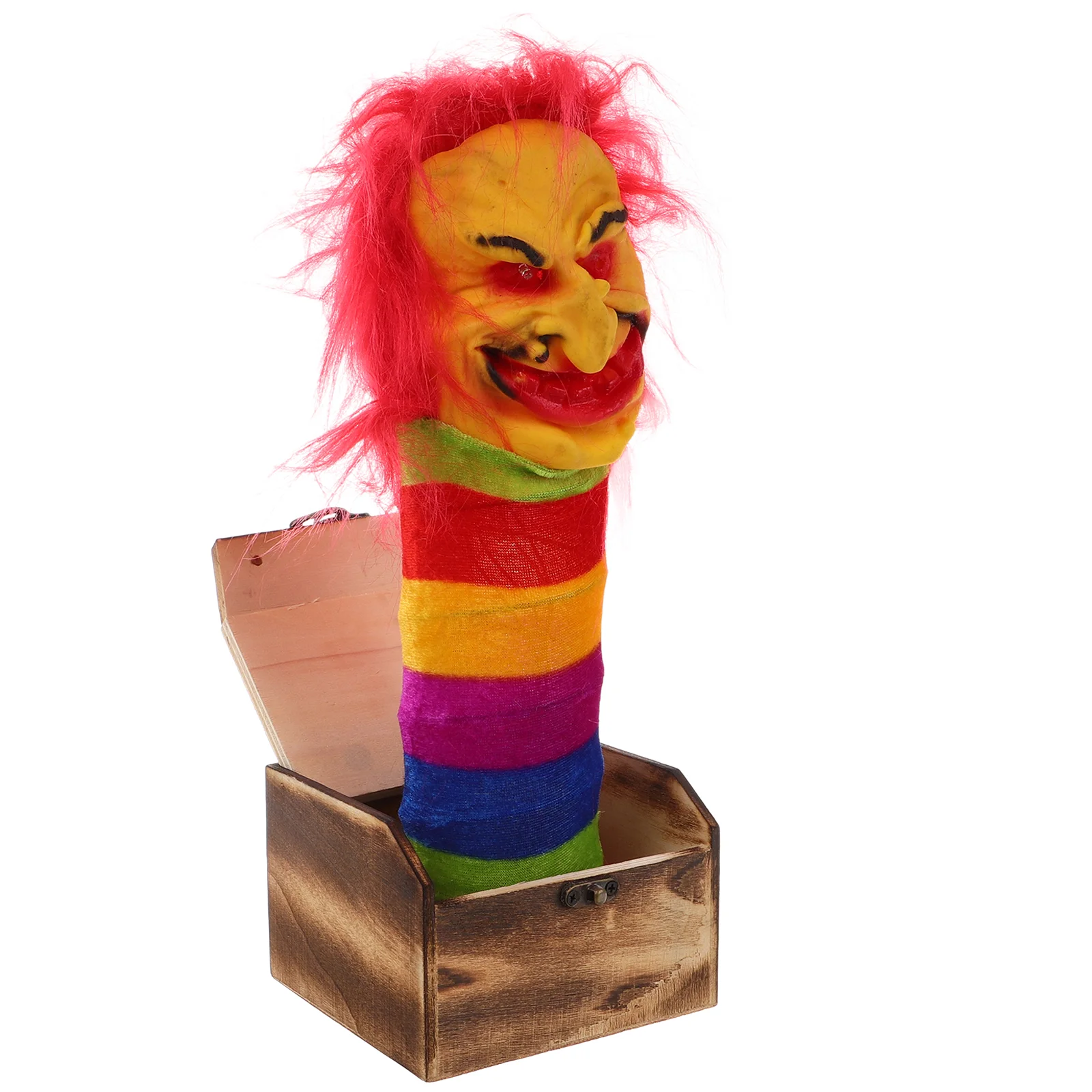 

Clown Sound and Light Startled Wooden Box Halloween Toys Prank Kit Scary Witch Funny