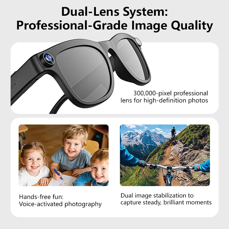 New Smart Glasses 300W Pixel Voice Assistant Remote Control Touch Photo AI Translation Bluetooth Motorcycle Glasses 3