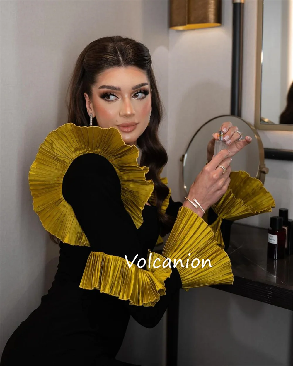 Customized Exquisite Jersey Pleat Straight Square Neck Long Dresses Bespoke Occasion Classic High Quality