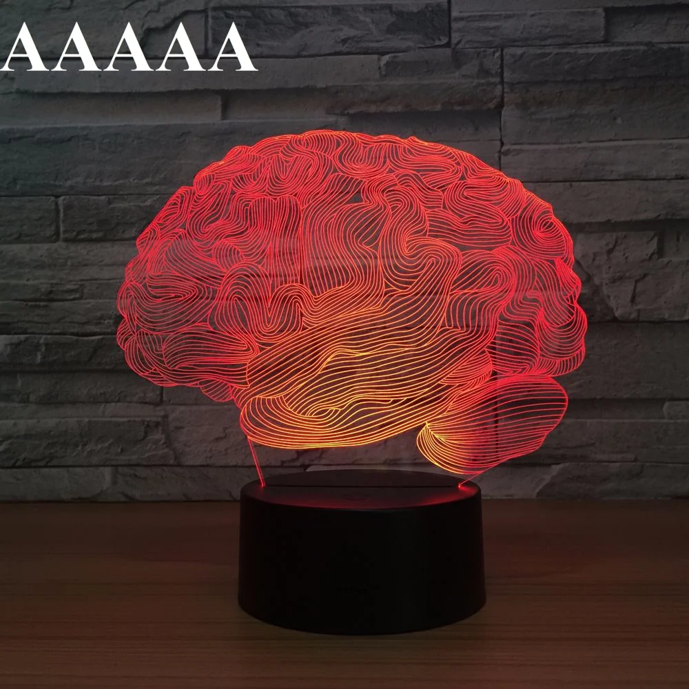 Brain Carebellum USB Novelty Light 3D Optical Illusion Lamp 7 Color Changing Nightlight Touch Desk Table Light Home Office Decor