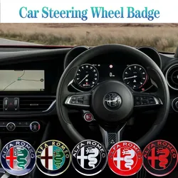 Car Steering Wheel Sticker for Alfa Romeo Giulia Stelvio Giulietta 156 Tonale Brera Emblem Decal Badge Decoration Accessories