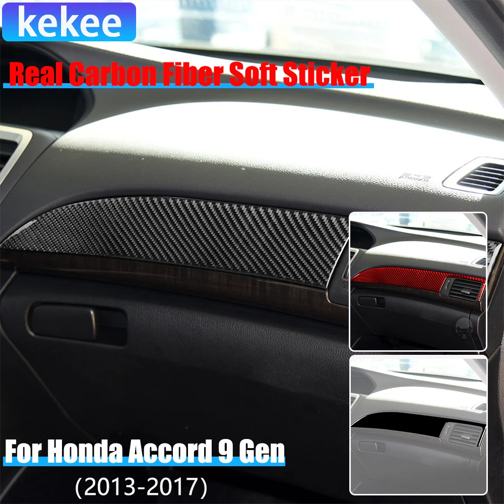 

Real Carbon Fiber Car Accessories Center Console Panel Modified Cover Soft Sticker For Honda Accord 9th Gen 2014 2015 2016 2017