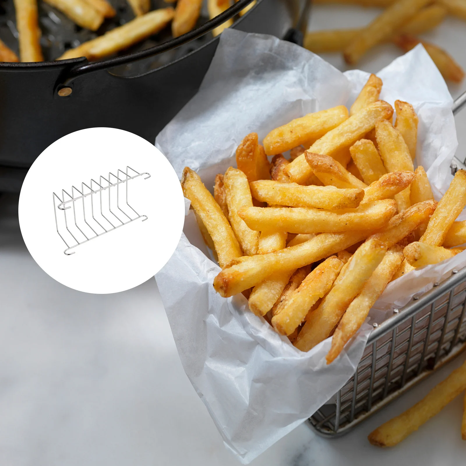 

2pcs Stainless Steel Draining Rack Heat Resistant For Air Fryer Baking Bread Cooking Steamer Grilling Rack Oven Toast Holder