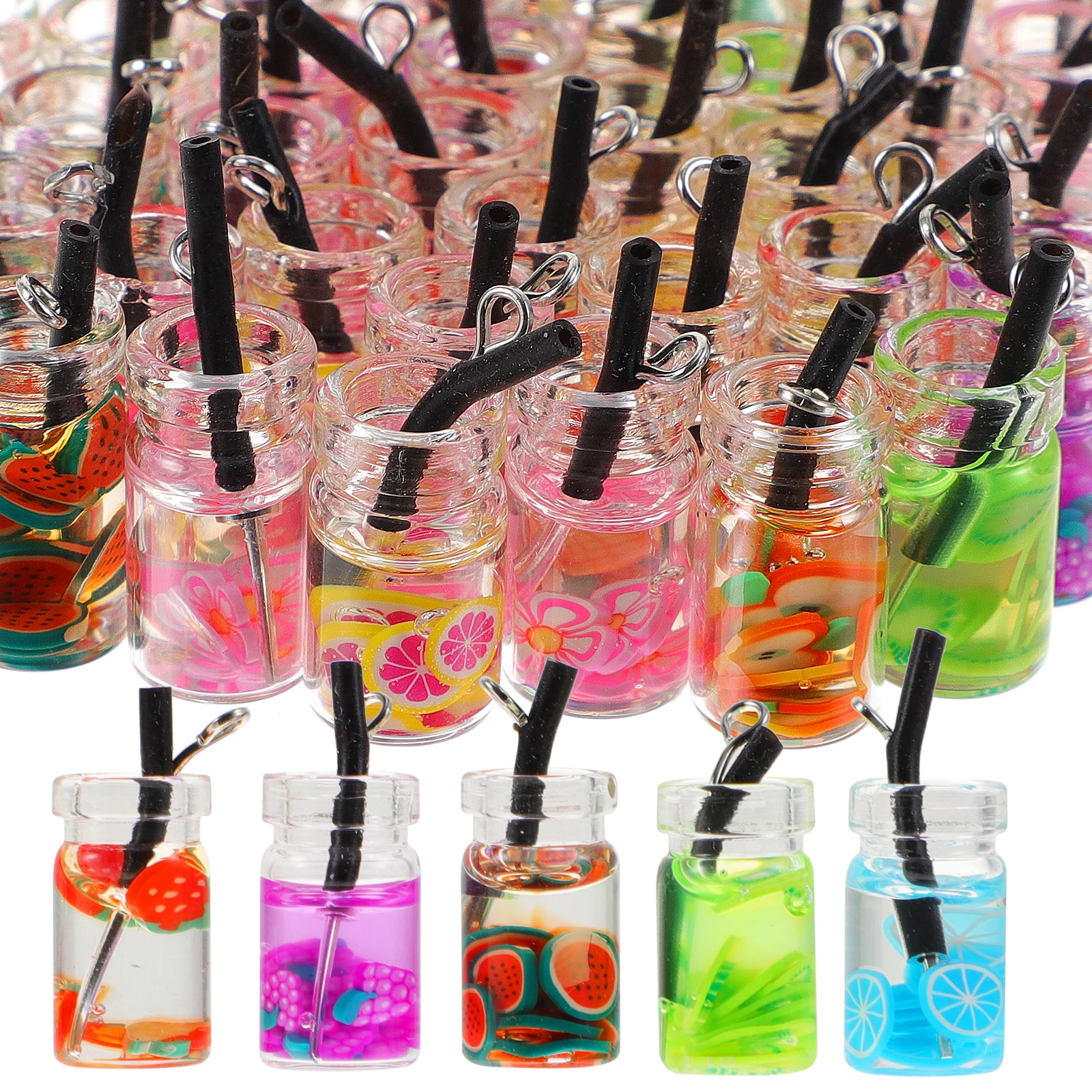 

40Pcs Acrylic Mini Pendant Charms Fruit Drink Cup DIY Jewelry Making Small Charms for Earrings Keychain Bracelets