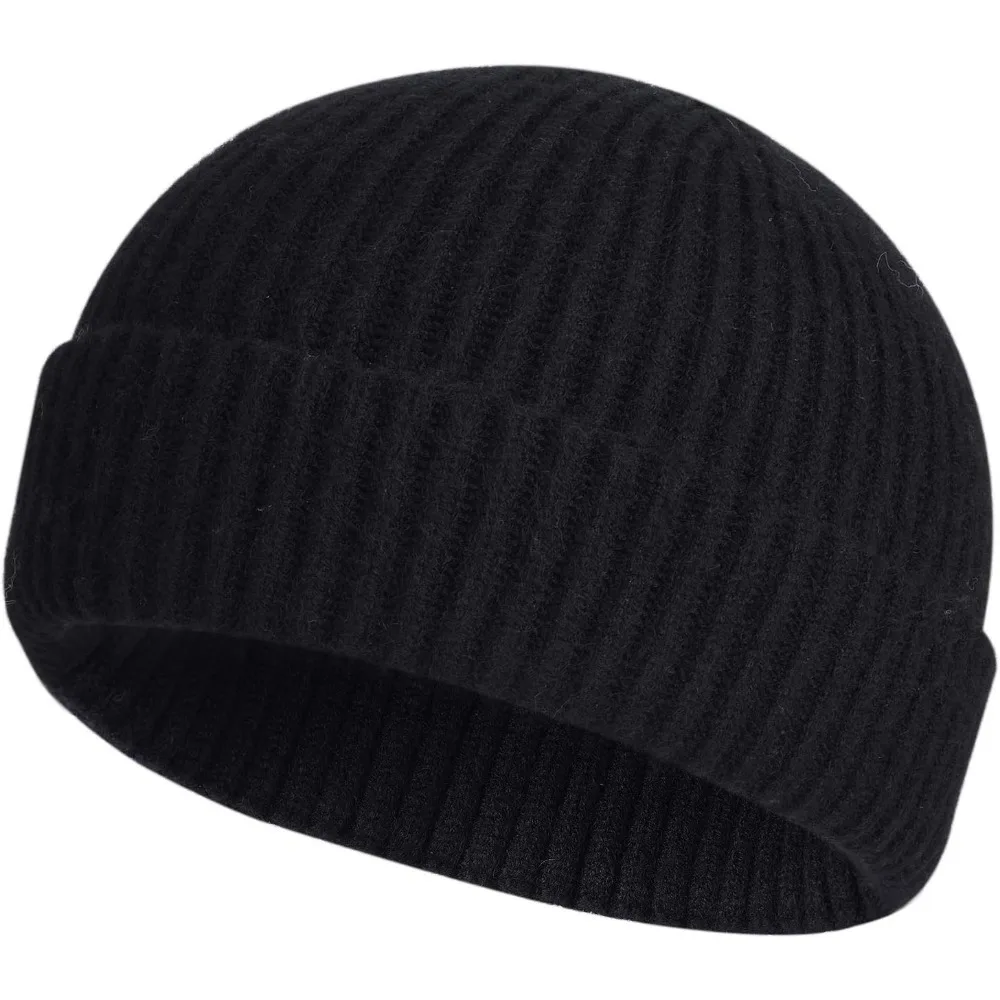 

Swag Wool Knit Cuff Short Fisherman Beanie for Men Women, Winter Warm Hats
