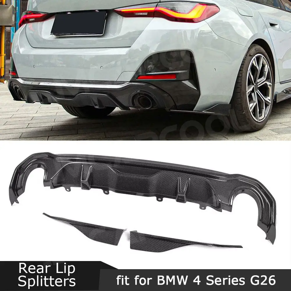 Dry Carbon Fiber Rear Diffuser Splitters for BMW 4 Series G26 M Sport 2020+ Side Aprons Bumper Spoiler Car Styling