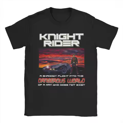 Knight Rider KITT Supercar T Shirts for Men 100% Cotton Vintage T-Shirts Round Neck TV Show Tees Short Sleeve Clothes Gift Idea