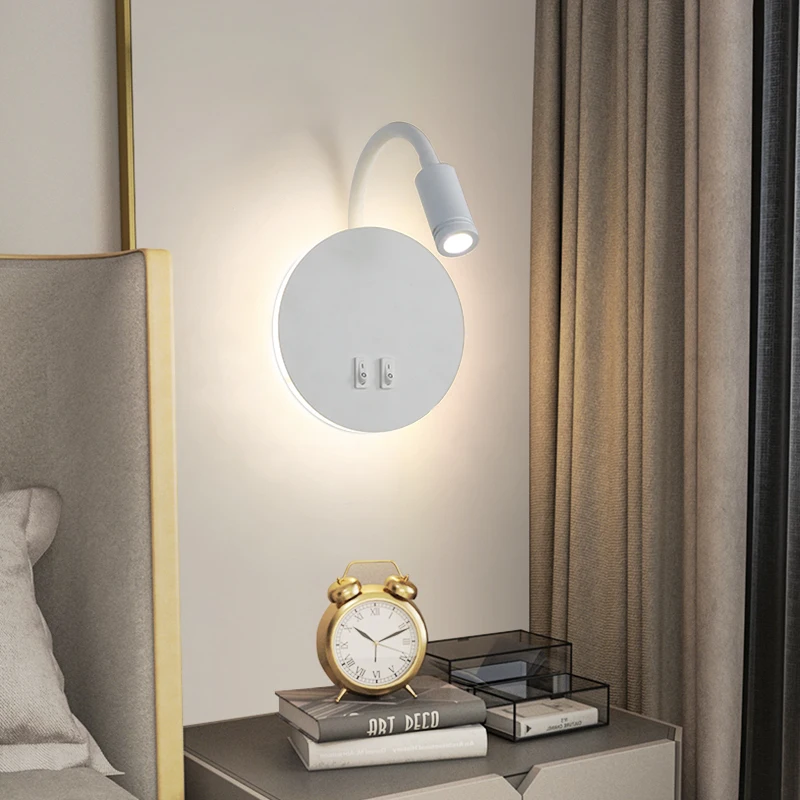 New LED Wall Lamps USB Mobile Phone Charging With Switch Storage Table Hotel Dorm Room Decor Bedroom Bedside Lamp Reading Lamp