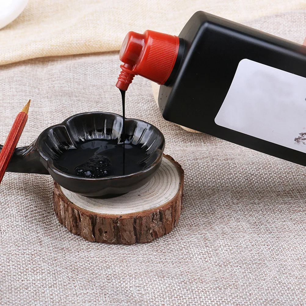 15Pcs Ink Dish Plastic Plum Blossom Ink Plate Brush Pen Holder Suitable for Calligraphy Painting Brush Rest Mixing Dish Black