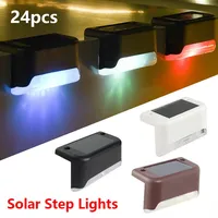 Outdoor Stair Solar Light Waterproof Garden Step Lamp Fence Pathway Yard Patio Garden Decor Lawn LED Lighting 24PCS Warm Light