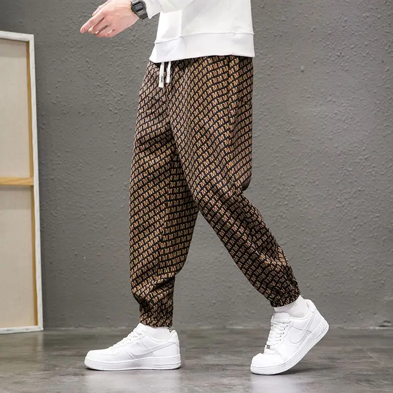 

New Men's Pants High Quality Printed Letters Spring and Autumn Korean Fashion Loose Baggy Casual Haren Pants Streetwear Trousers