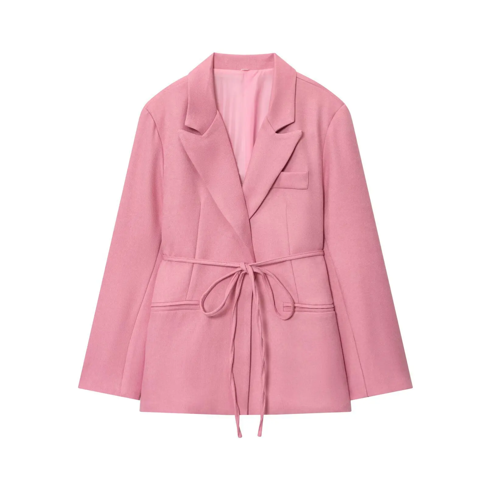 

Fashion Women's Long Blazer Coat Temperament All-match Solid Color Leace-up Blazer Coats Tops Female Casual Commuting Clothing