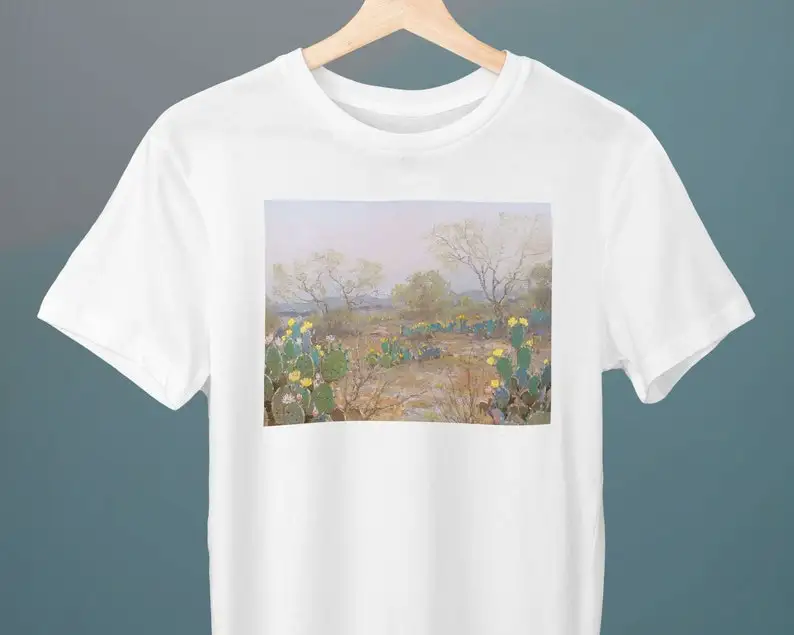 Cacti in Bloom, San Antonio, Texas, Julian Onderdonk Painting, Unisex T-Shirt, Landscape T-Shirt, Art T-Shirt, Gift for Her