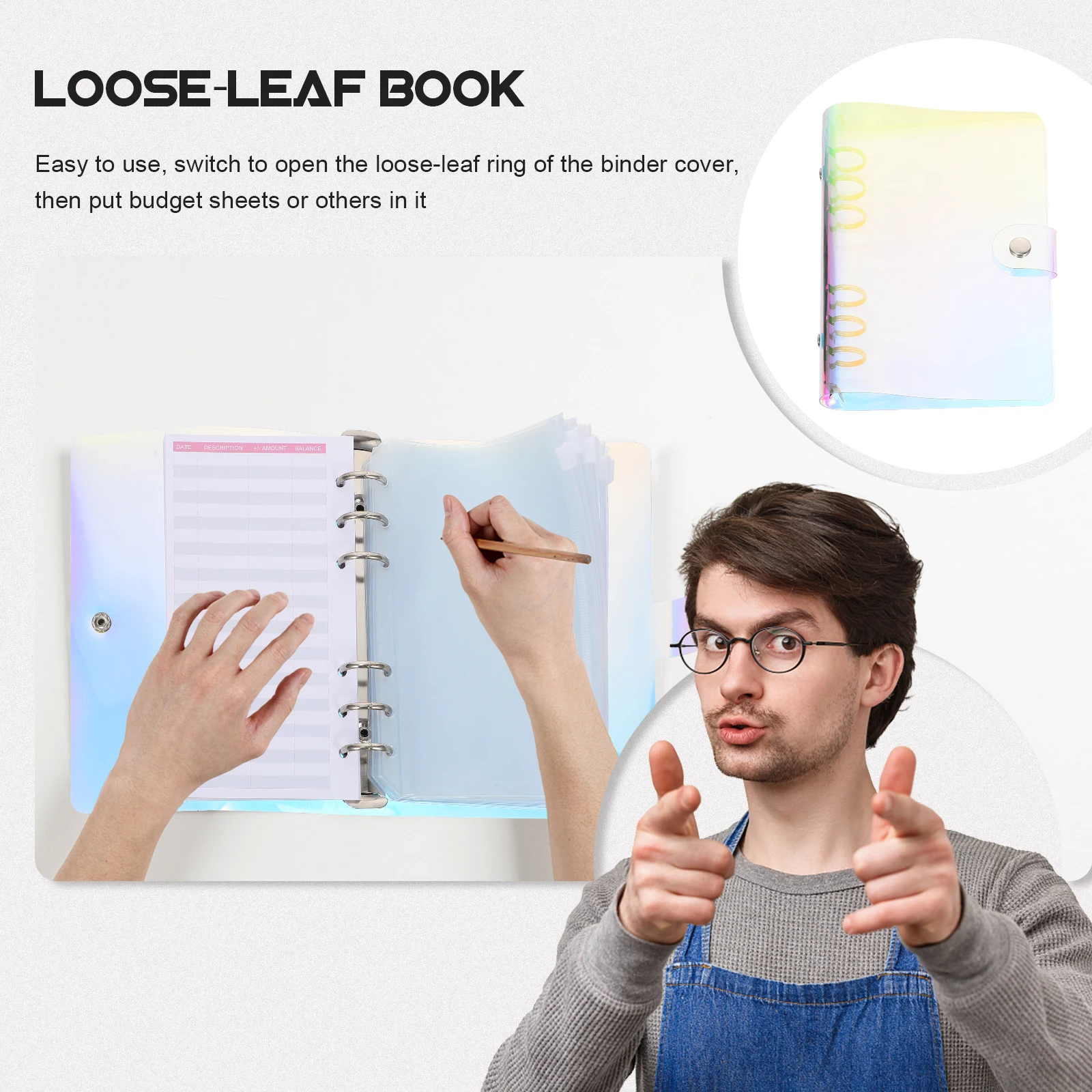 

PVC Cash Budget Book Space saving Planner Portable Loose leaf Notepad Waterproof Fabric Store Coins Checks Bank Cards