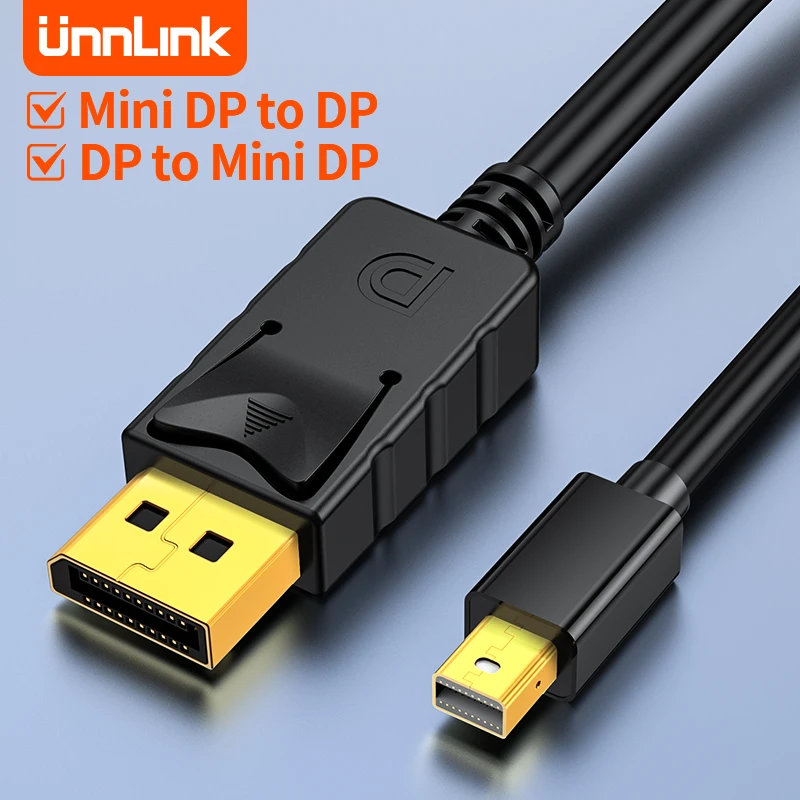 

Unnlink Mini Displayport to DP Cable 2K 144Hz Bidirectional Transmission Mini DP to DP 1.2 Adapter for MacBook Pro Games Smooth