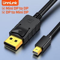 Unnlink Mini Displayport to DP Cable 2K 144Hz Bidirectional Transmission Mini DP to DP 1.2 Adapter for MacBook Pro Games Smooth