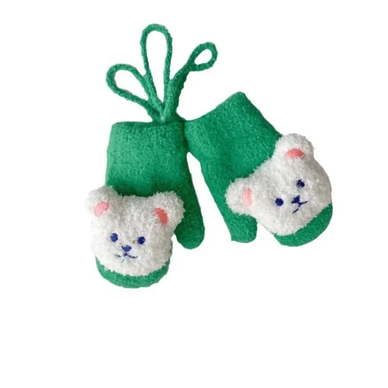 1 Pair Warm Glove for Kids Cute Cartoon Doll Bear Mittens for Baby Boy Girl Kawaii Autumn Winter Outdoor Plush Toddler Gloves