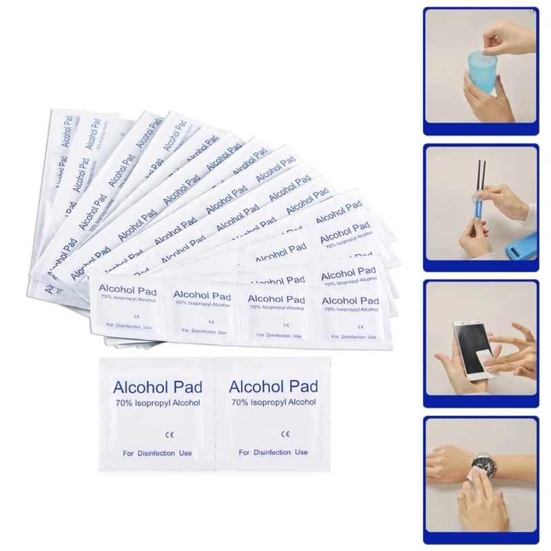 100 Pcs Alcohol Wipe Clean Pad Medical Swab Sachet Antibacterial Tool Cleanser
