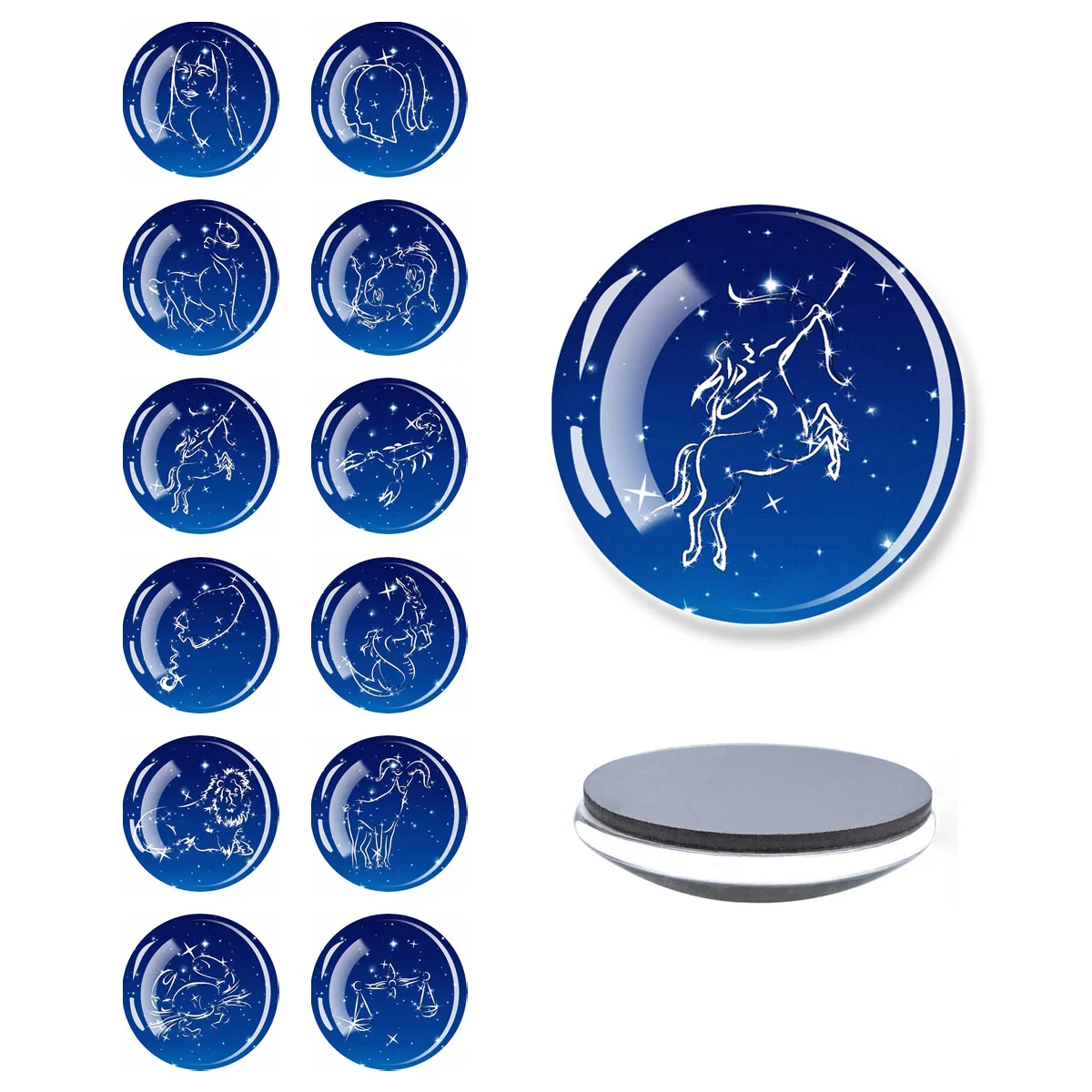 Zodiac Constellation Star Map Pattern Fridge Magnet Glass Dome Refrigerator Magnet Home Kitchen Decoration Collectible Keepsake