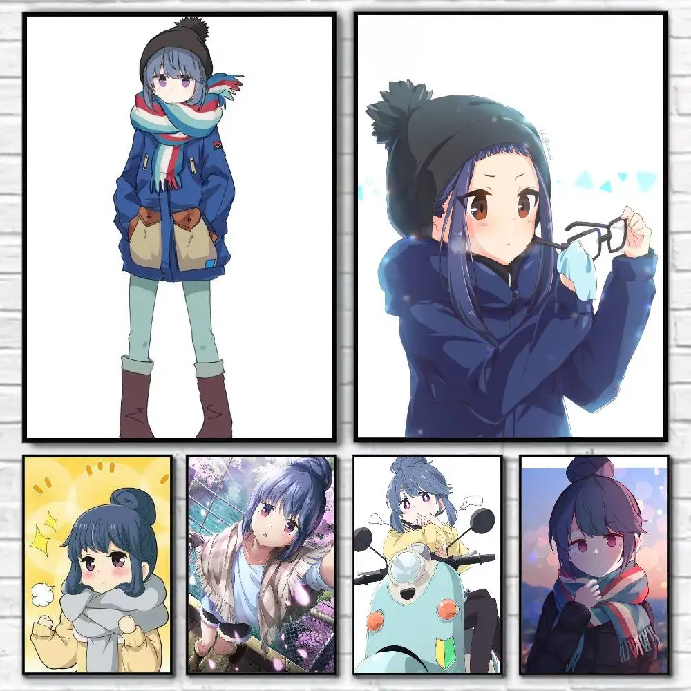 Yuru CampLaid-Back Camp Rin Shima Poster Self-adhesive Art Waterproof Paper Sticker Coffee House Bar Room Wall Decor
