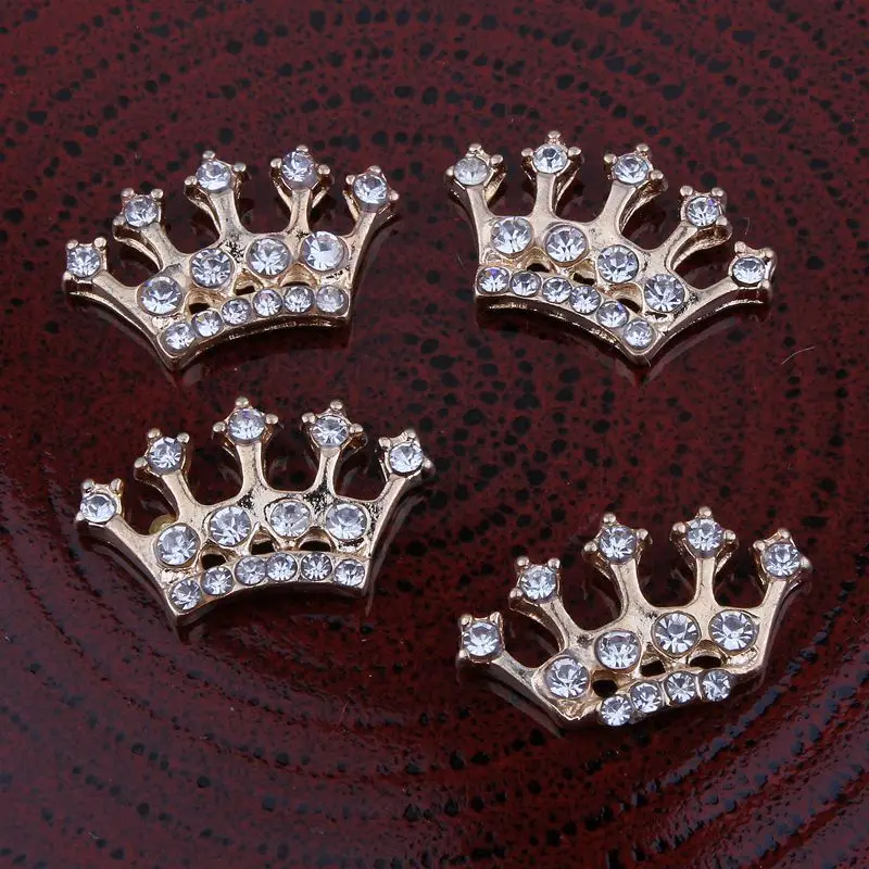 

200 шт./лот 2 цвета шикарные искусственные блестящие декоративные пуговицы «сделай сам» из сплава в форме короны пуговицы со стразами для аксессуаров