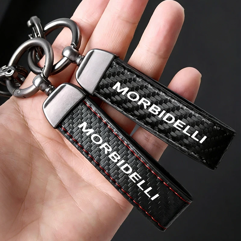 

For Morbidelli T1002VX T 1002 VX 2025 Motorcycle Carbon Fiber Patterned leather rope Keychain Keyring key ring