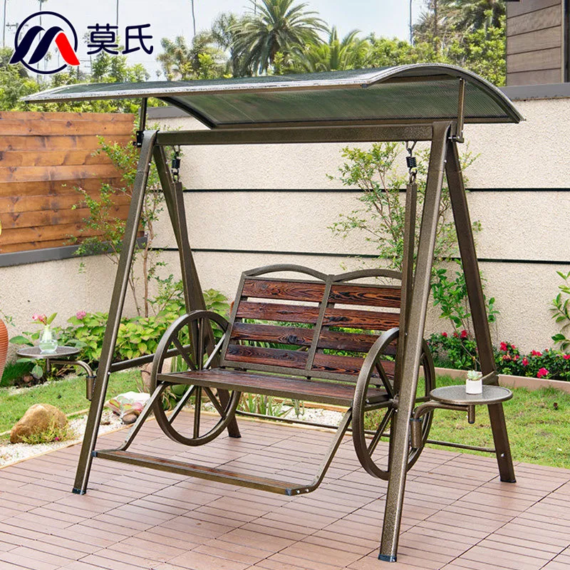 HW-19 Garden Swing Hanging Chair Household Rainproof Sunscreen Outdoor Leisure Antiseptic Wood Balcony Rocking Chair