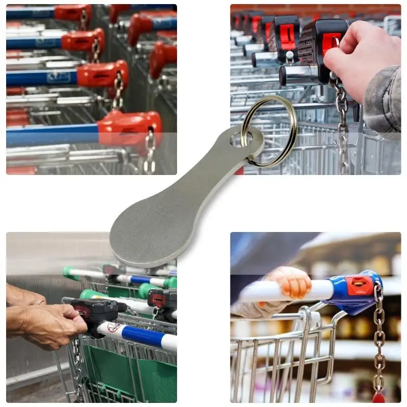2pcs Metal key ring shopping trolley tokens Metal key ring beer bottle opener room decoration