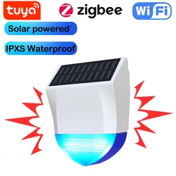 Tuya Smart Zigbee/Wifi Siren Alarm Waterproof Outdoor With Solar And USB Power Supply Optional 95dB Remote Control