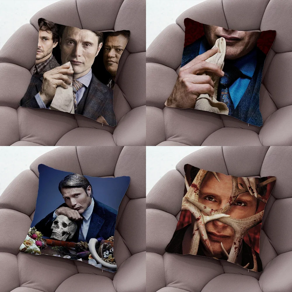 

Hot TV series movie H-Hannibal Pillow Case Pillow Case Living Room Sofa Cushion Cover Suitable For Home Bedroom Room Decoration