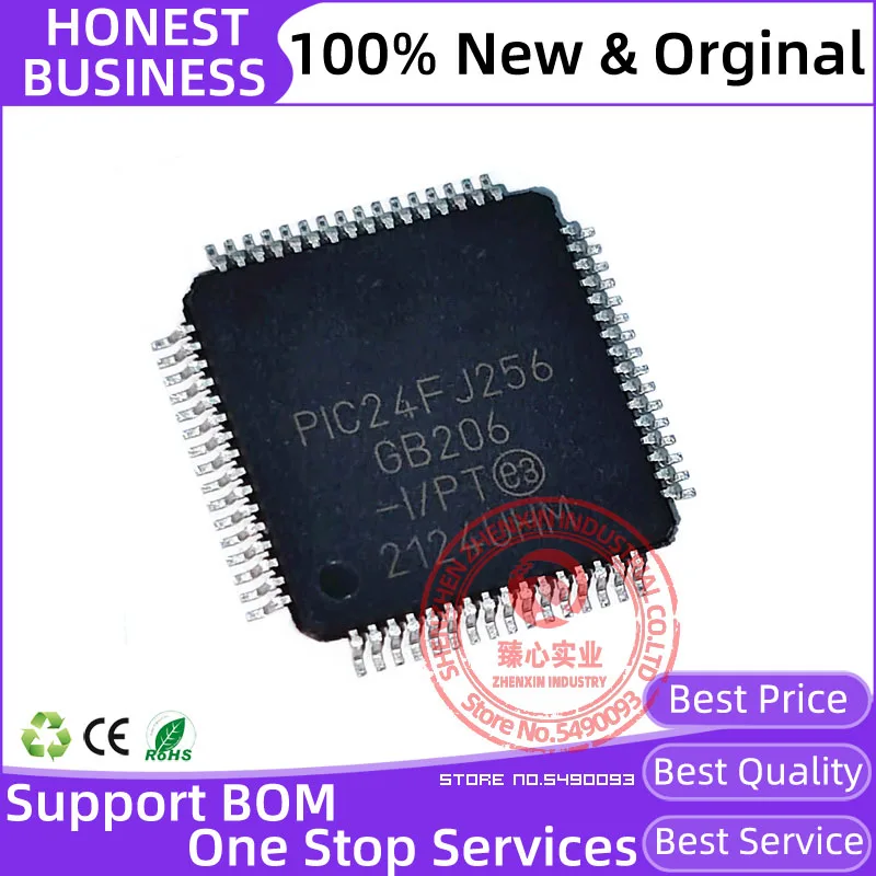 PIC24FJ256GB206-I/PT TQFP-64 16-bit MCU 16b 256KB Flash 96K RAM USB New original IC