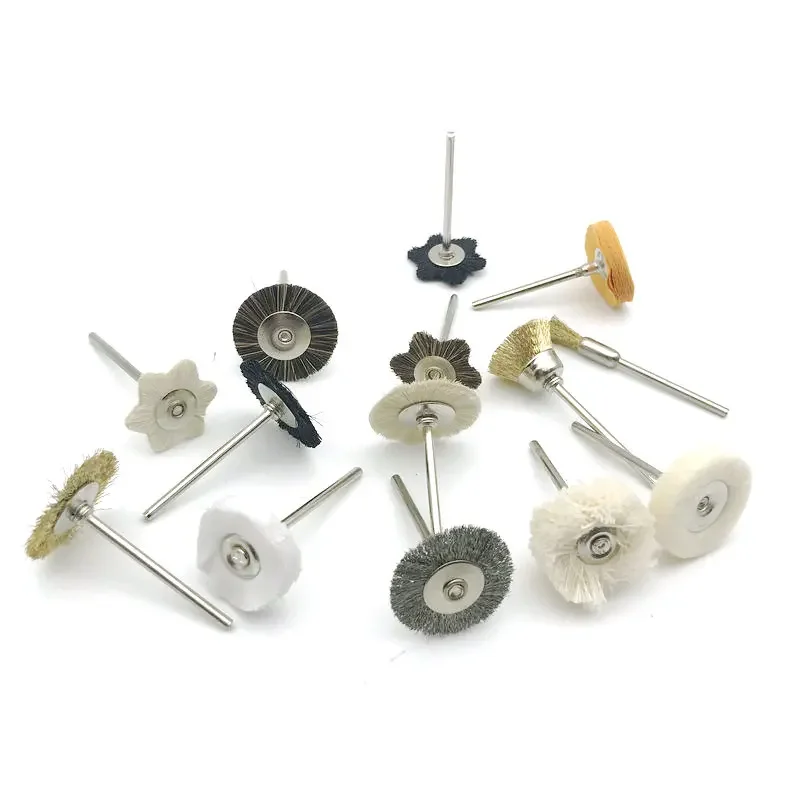 14pcs/set Dental Lab Brush Polishing Wheel Polishers for Rotary Tools 2.35mm Shank Dental HP Polisher Brush