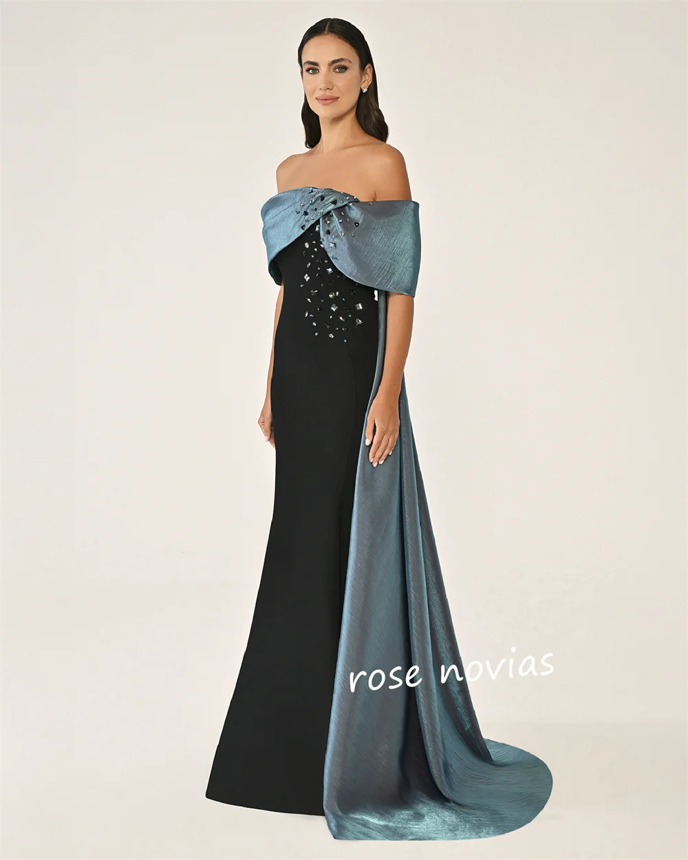 تخصيص جيرسي مطرزة الديكور خارج على الكتف البوق فساتين طويلة مناسبة مخصصة مساء رسمي رائع #6