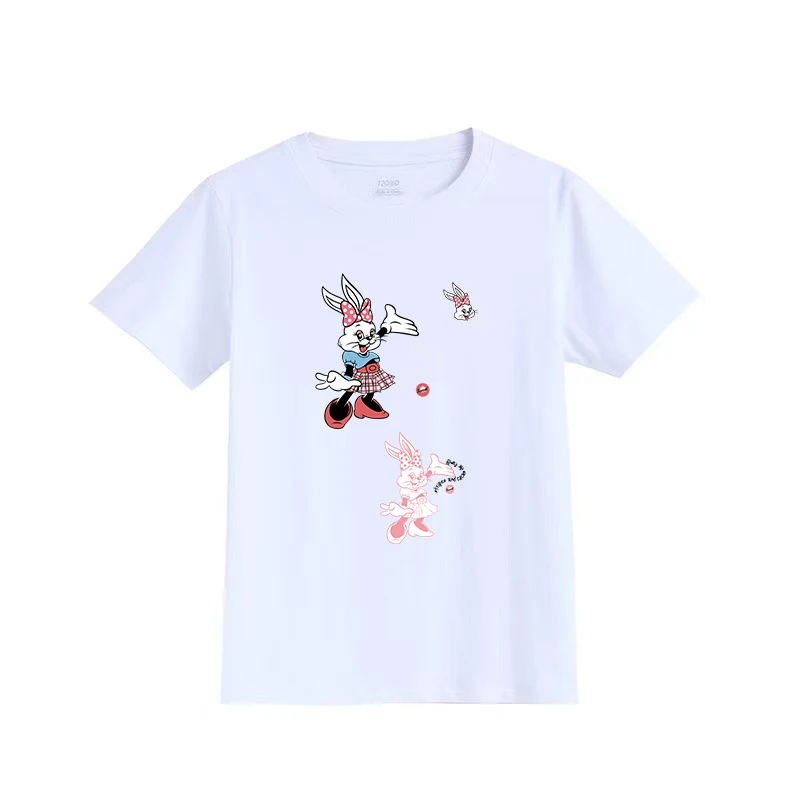 

Disney Mickey Mouse Print Girls Clothes Child T-shirt White Short Sleeve Tee Shirt for 7 To 13 Year Old Girls