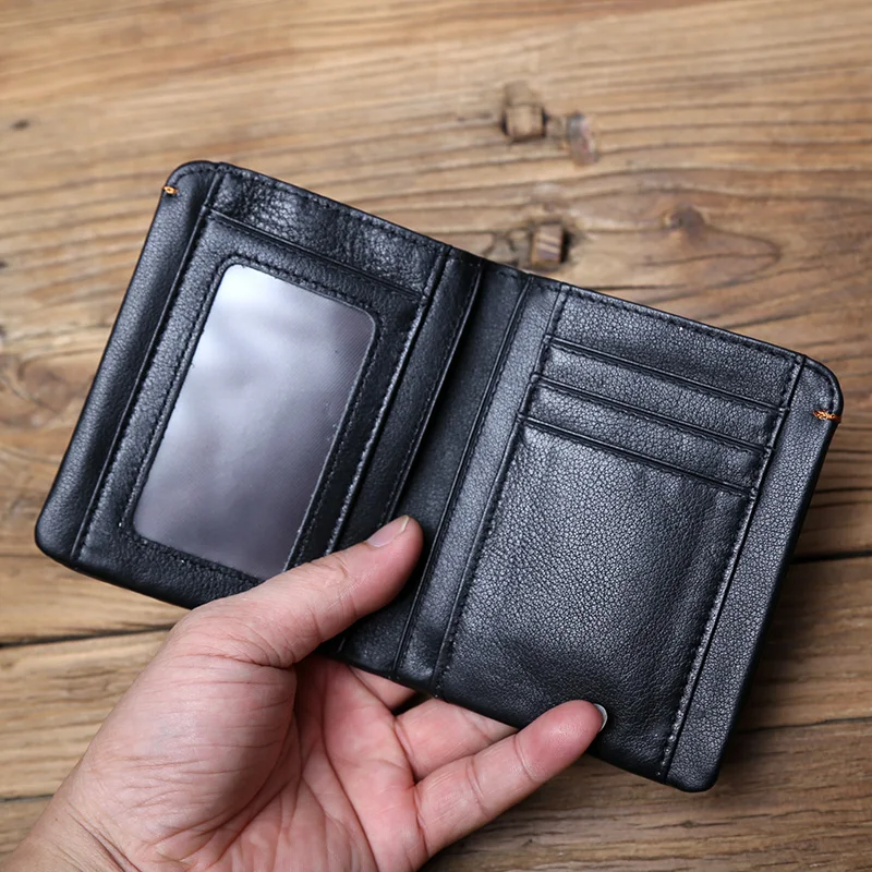 High Quality Cowhide Wallet Ultra Thin Soft Real Leather Mens Credit Card Holder Purse Luxury Black Brown Stylish Simple Wallets