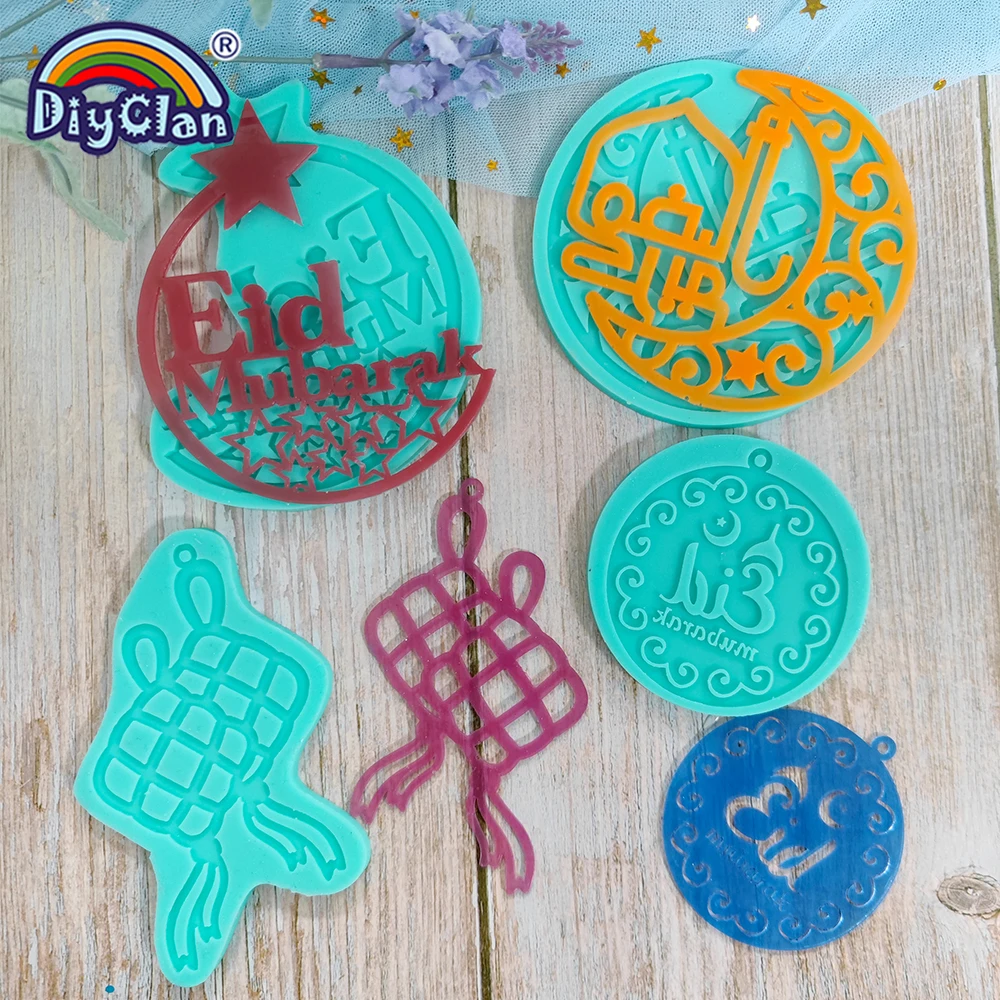 New Product Ramadan Series Silicone Mold Eid Mubarak Resin Sugar Crafts Making Mould For Pendant Ornaments Decoration Tools