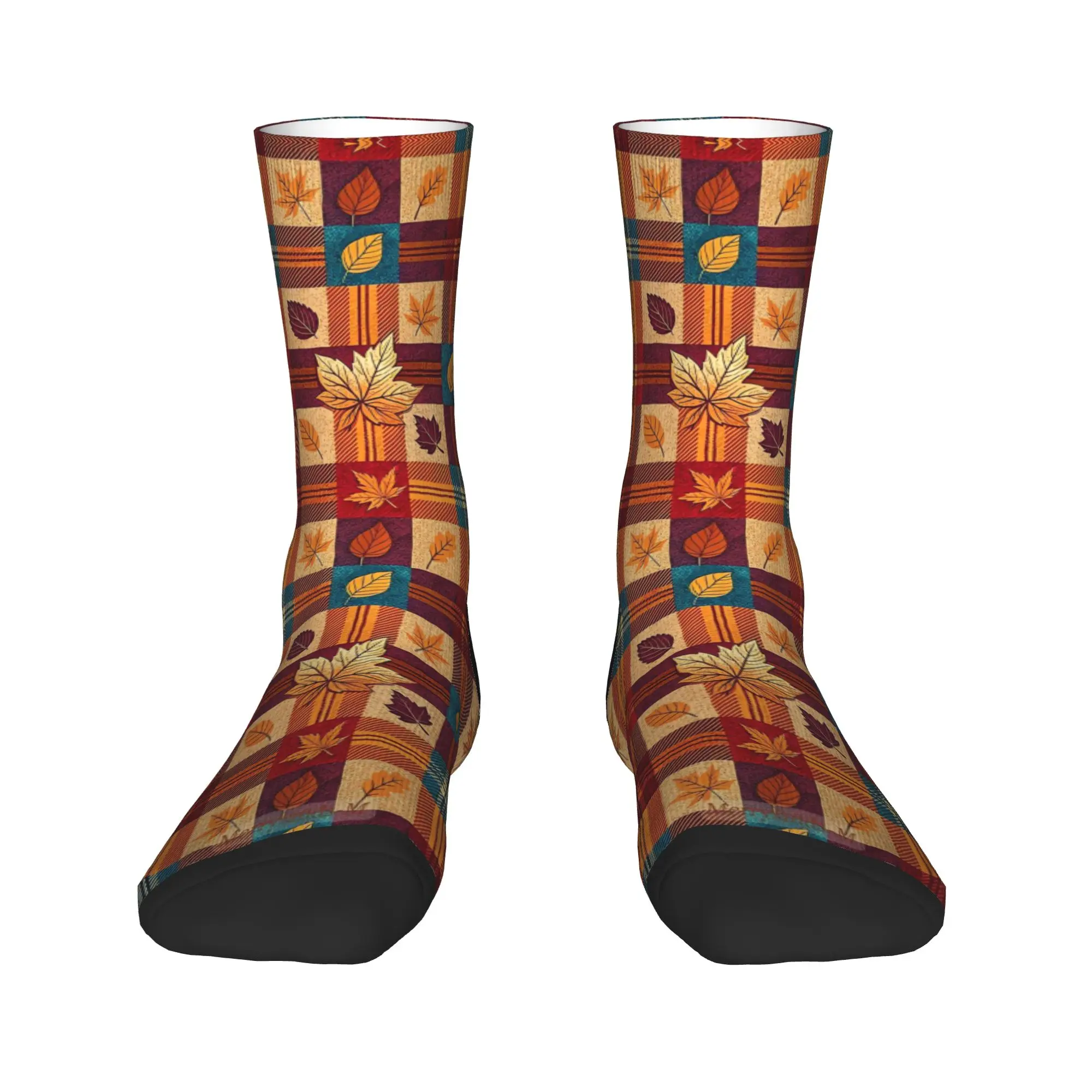 Cozy Fall Leaf Print Stockings Unisex Men  Socks Breathable Leisure Socks Winter Climbing Anti Slip Graphic Socks Birthday Gift