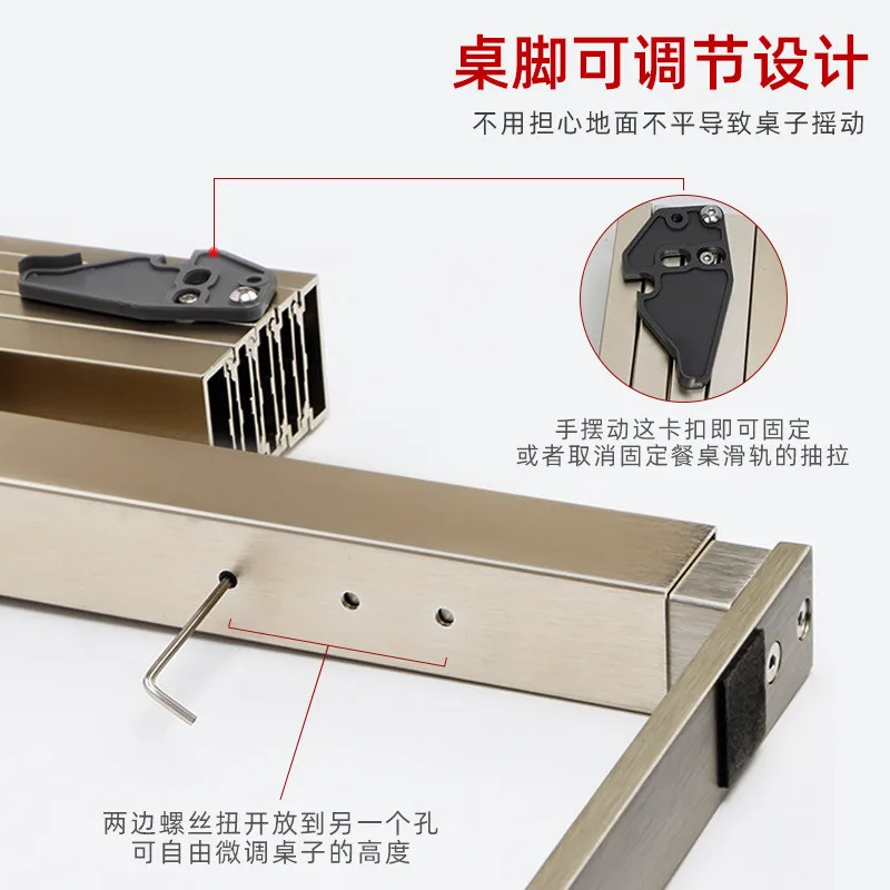 Hidden Folding Table Rails Aluminum Cabinet Drawer Telescopic Dining Table Slide Flat Push Folding Hardware Accessories