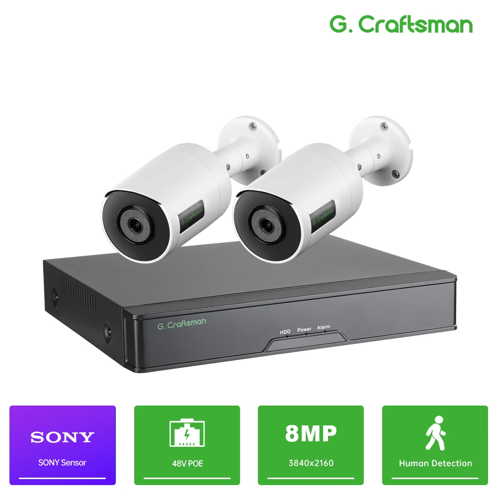 C-R,8MP System,IMX415,25fps,2CH POE Kit,Face Cross-Line,Security,Audio,Surveillance,Video,HiEasy G8-K2,G.Craftsman