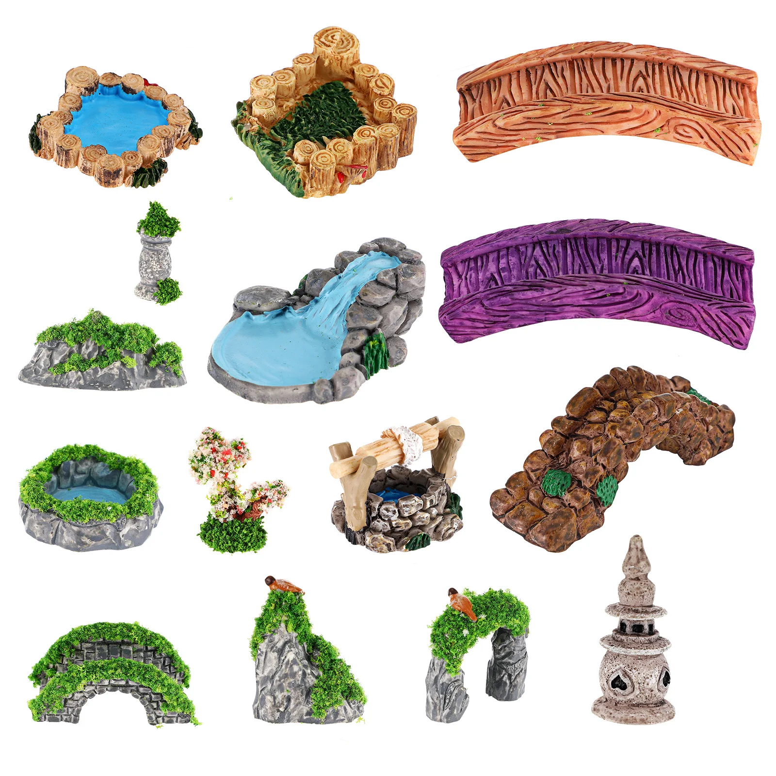 

15 Pcs Mini Garden Decor Unique Design Resin Figurines Home Office Gifts Terrarium Statues Landscape Accessories Fade Resistant