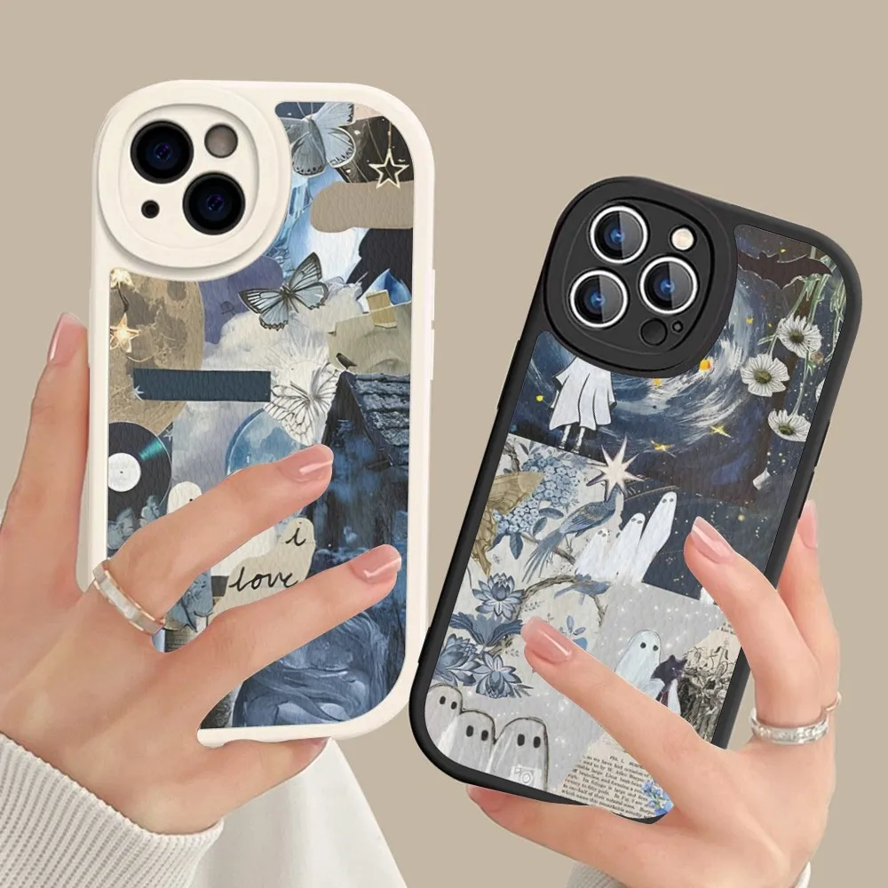 

Cute Cartoon Ghost Phone Case Hard Leather For iPhone 14 13 12 Mini 11 14 Pro Max Xs X Xr 7 8 Plus Fundas