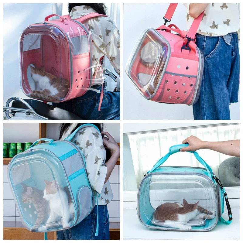 

Cat Backpack Carrier Outdoor Travel Breathable Handbag Pvc Puppy Capsule Transparent Shoulder Bag Portable Messenger Pet Bag