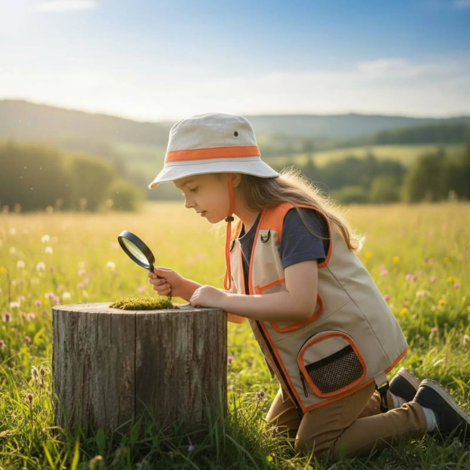 

Kids Journeyer Costume Multi-Pocket Design Children's Exploration Vest and Hat Outdoor Journeyer Kit Lightweight for Hiking